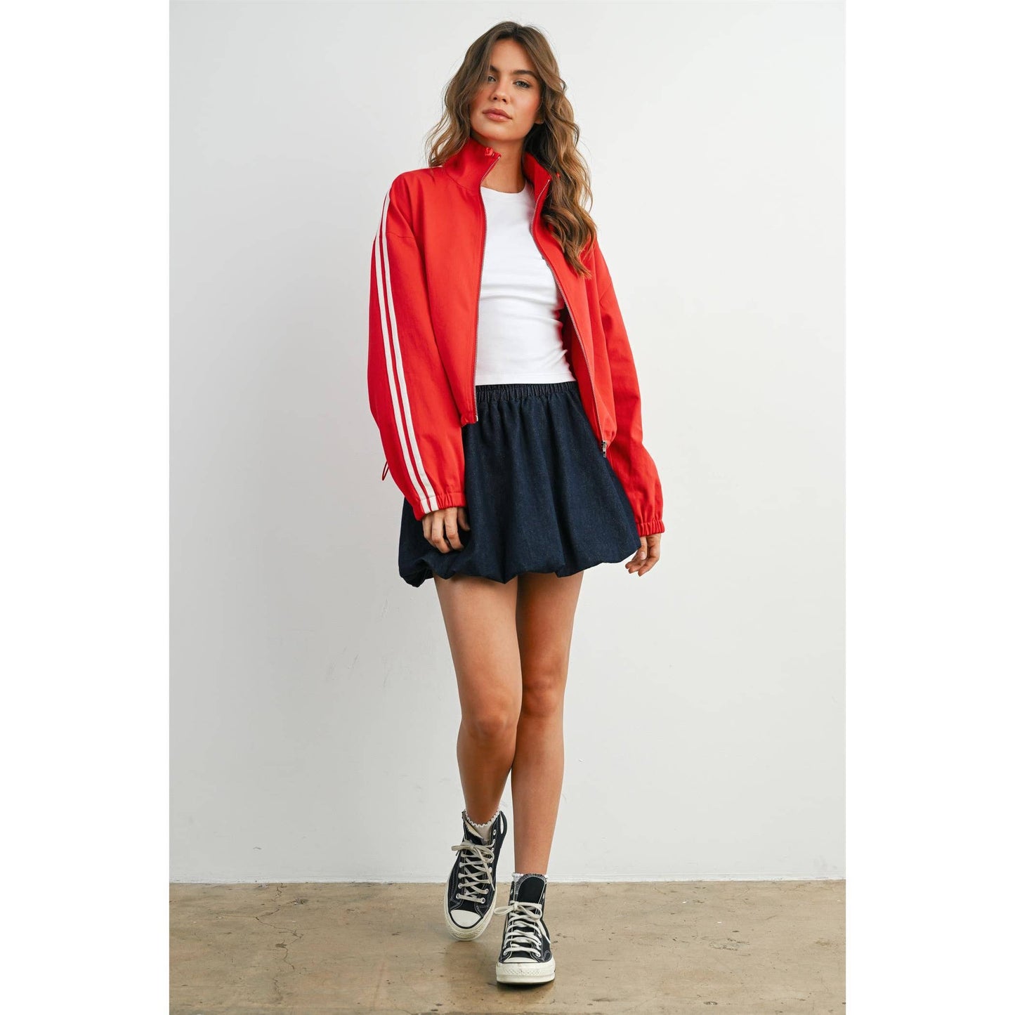 BUTTERMELON - Striped Zip-Up Athletic Jacket