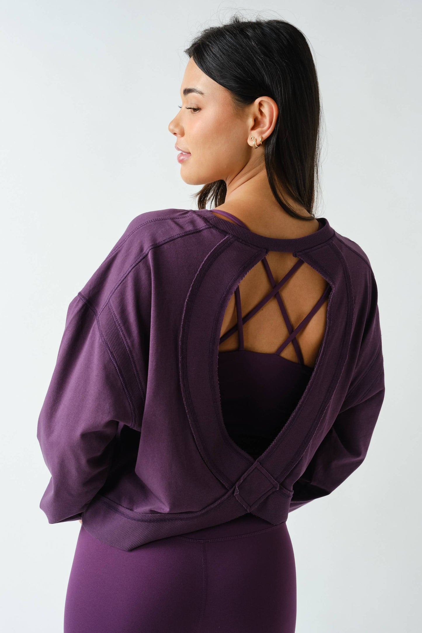 Mono B - Crescent Pima Cotton Open Back Long Sleeve Tee