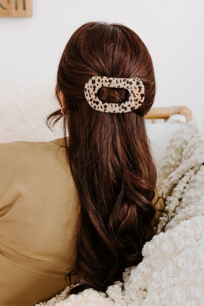 TELETIES  Round Flat Clip Large Blonde Tortoise