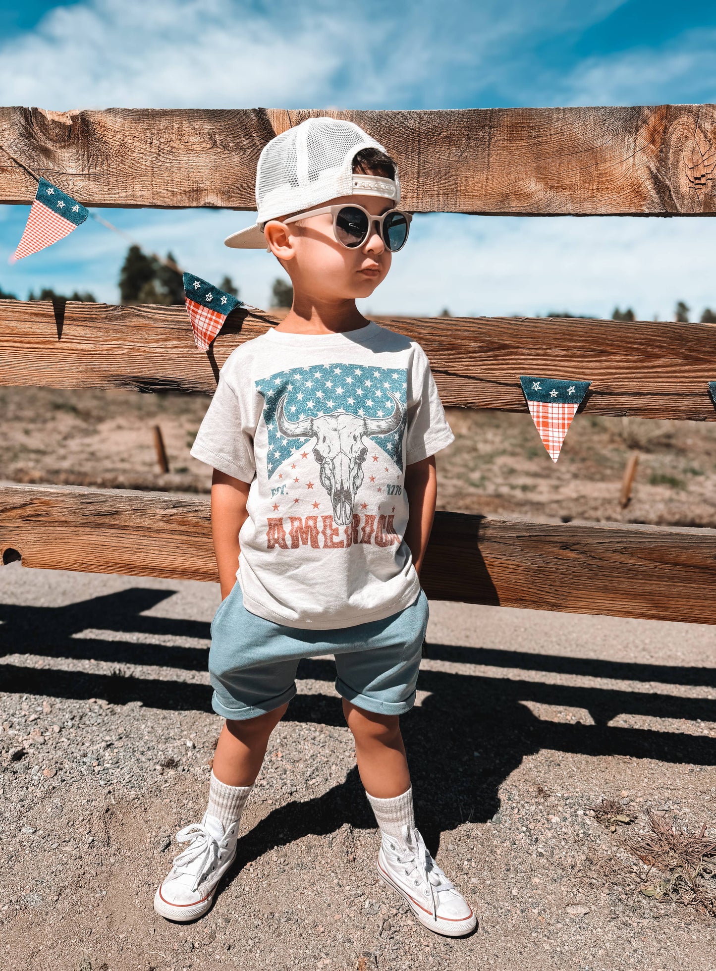 Holland Ave Clothing - Vintage Western America Kids Graphic | Boys 4th of July Tee