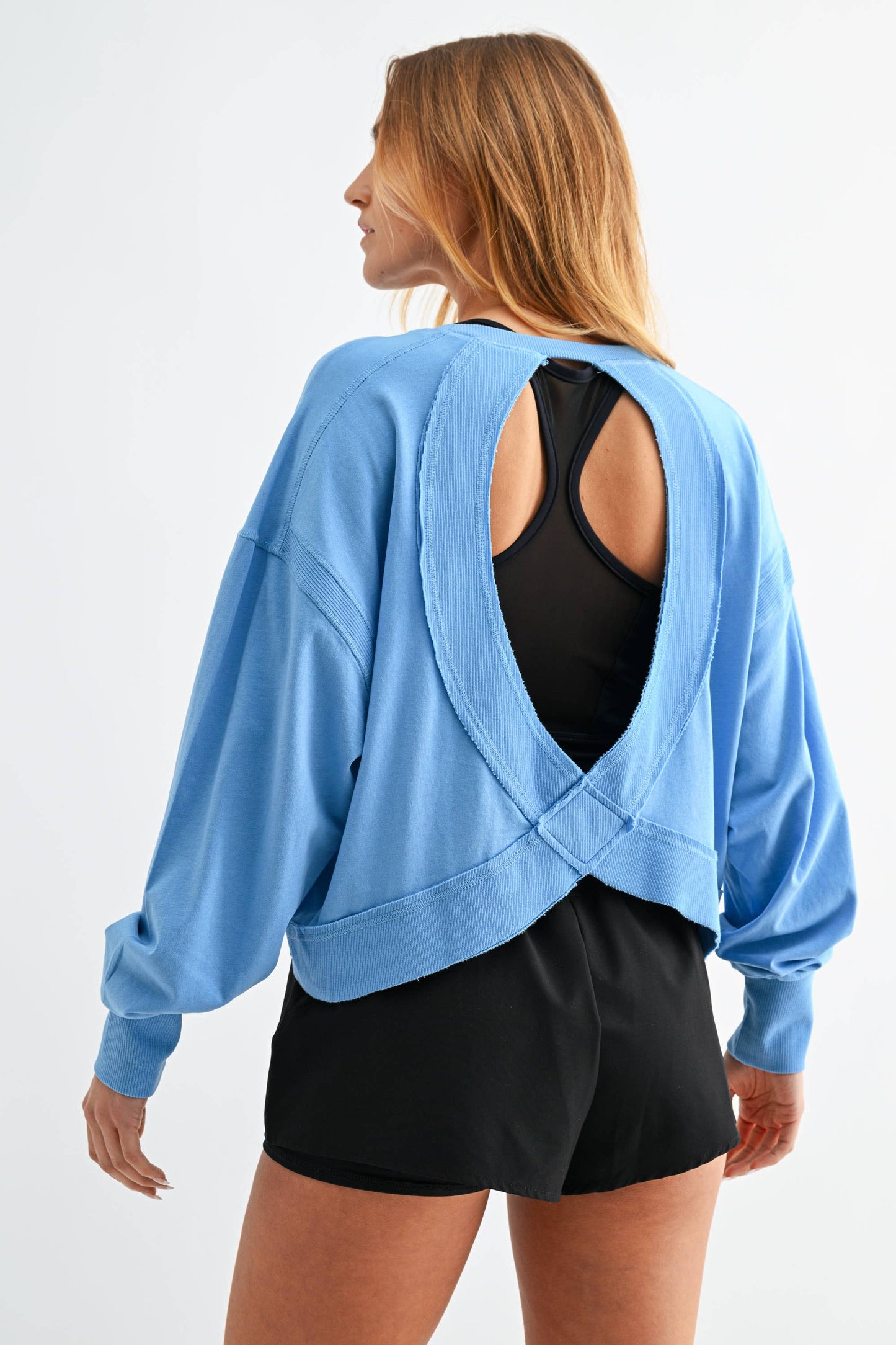 Mono B - Crescent Pima Cotton Open Back Long Sleeve Tee