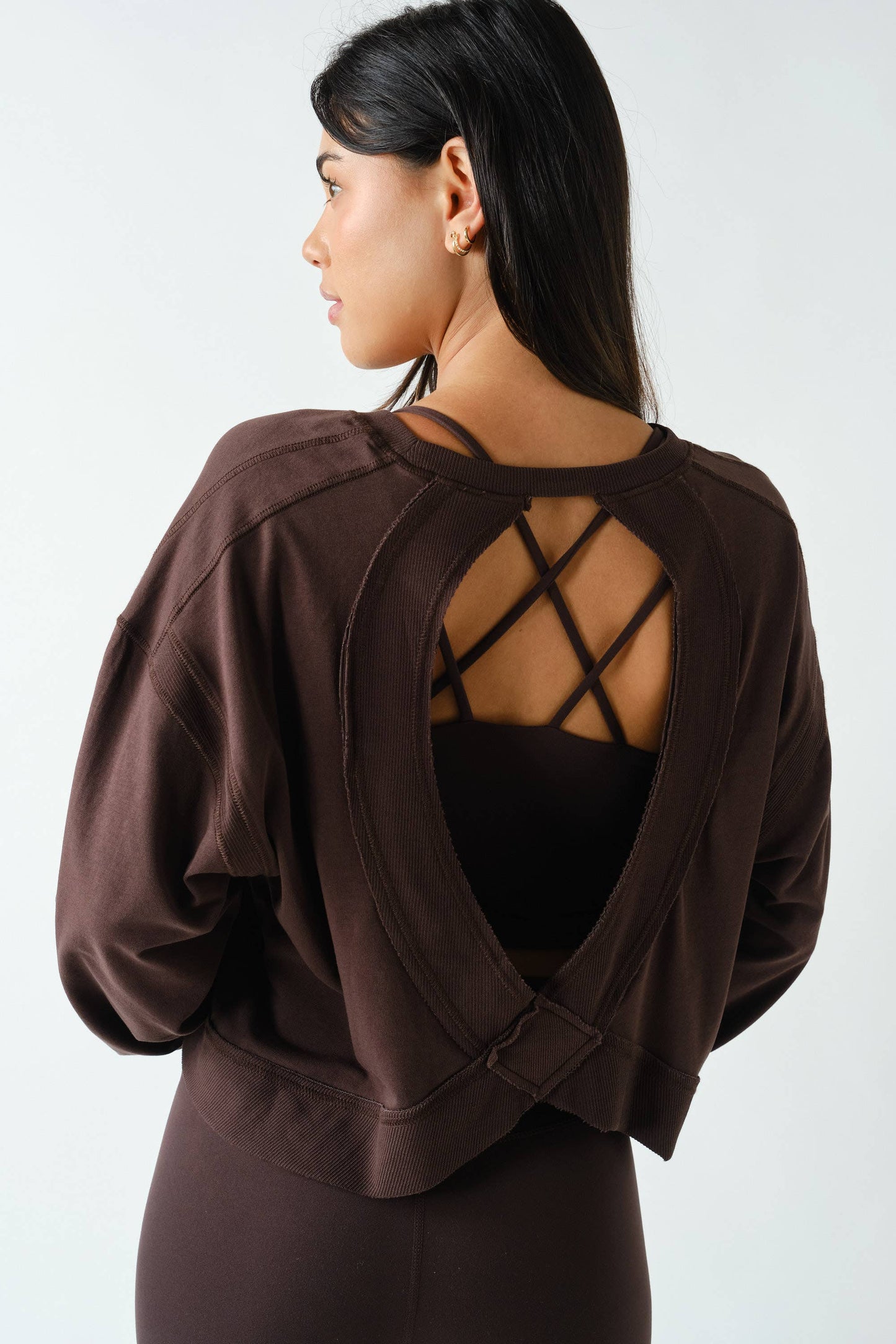 Mono B - Crescent Pima Cotton Open Back Long Sleeve Tee