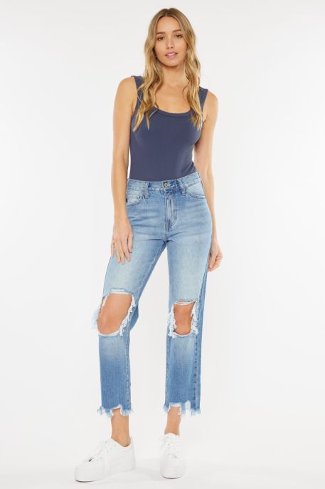 KanCan Relaxed Mom Fit Distressed