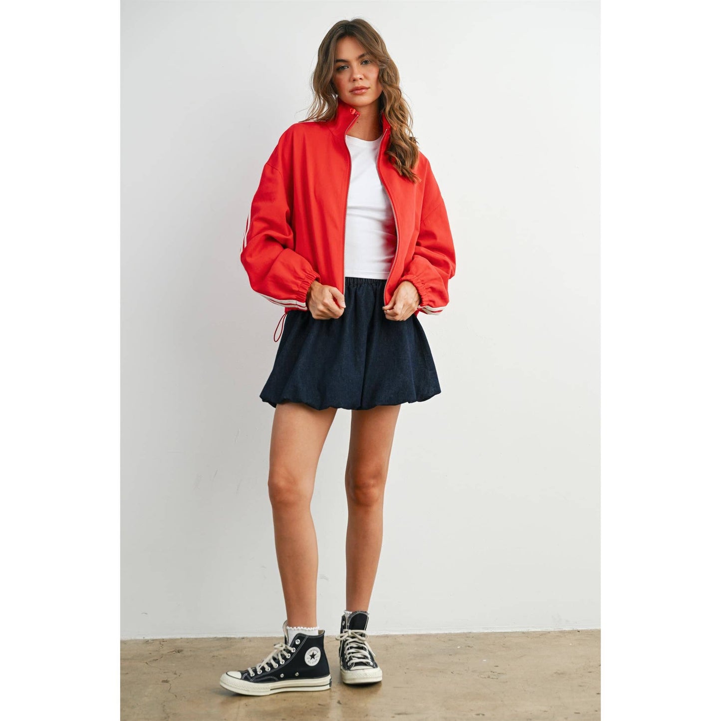 BUTTERMELON - Striped Zip-Up Athletic Jacket