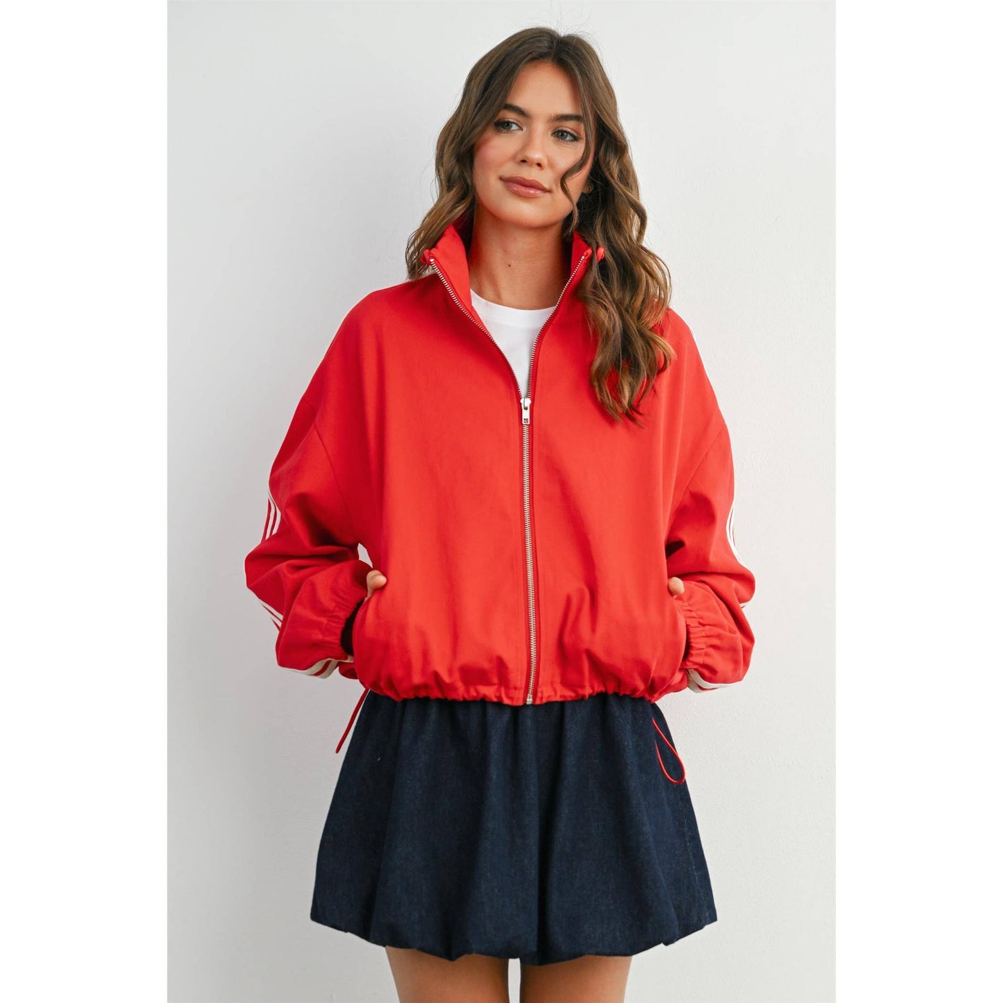 BUTTERMELON - Striped Zip-Up Athletic Jacket