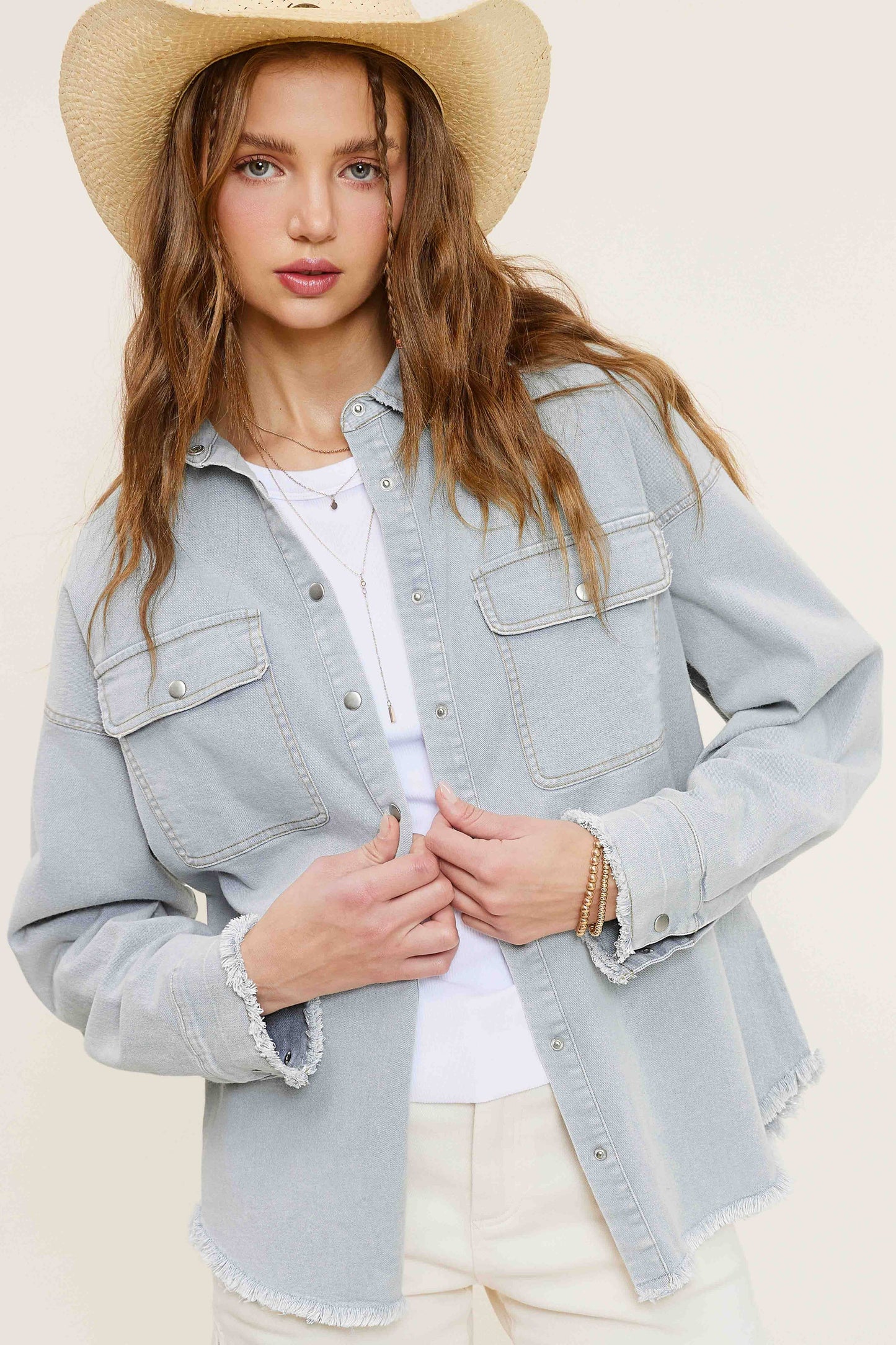 Button Down Denim with Chest Pockets