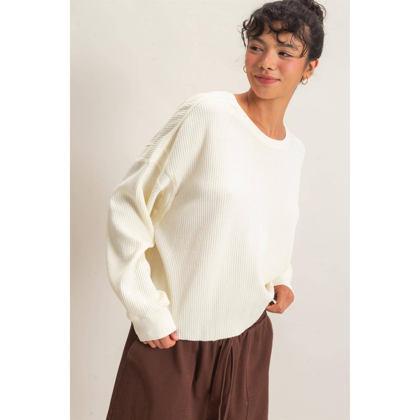 Double Zero - Mineral Wash Waffle Open Back Top