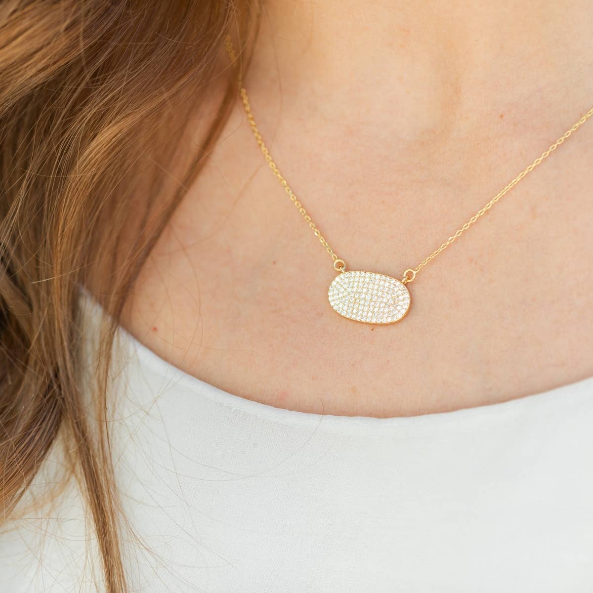 Splendid Iris  Oval Pendant Necklace