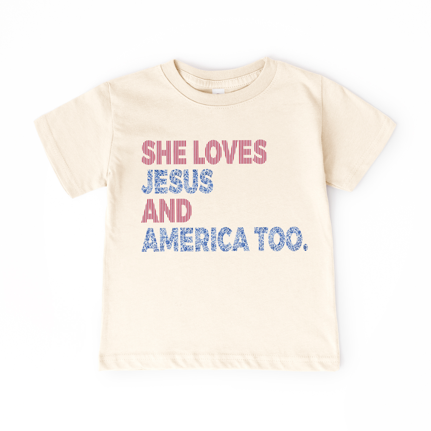 Holland Ave Clothing - Kids 4th of July Tee | Loves Jesus and America Too