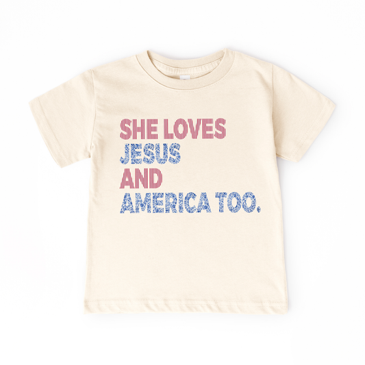 Holland Ave Clothing - Kids 4th of July Tee | Loves Jesus and America Too
