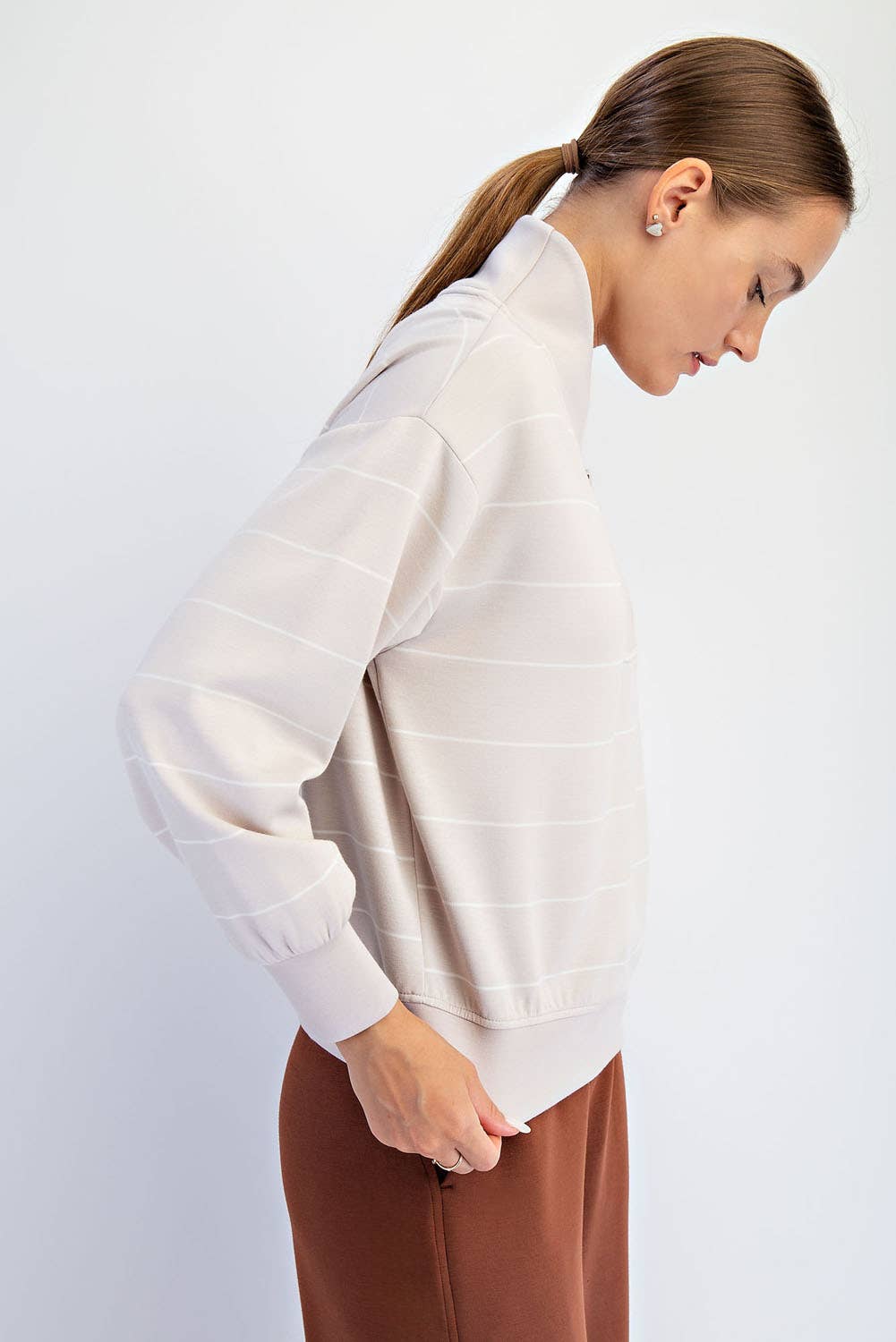 MODAL SCUBA STRIPE V-NECK JACKET