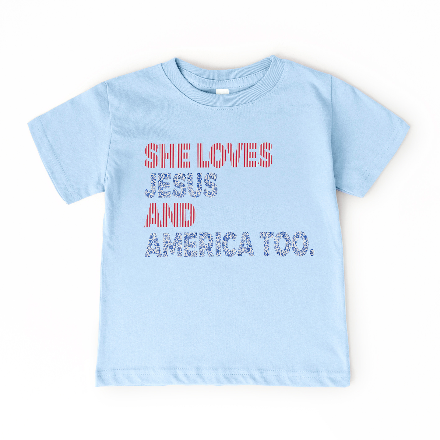Holland Ave Clothing - Kids 4th of July Tee | Loves Jesus and America Too