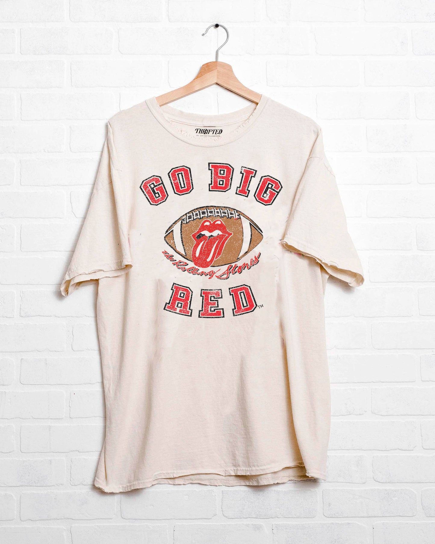 LivyLu - Rolling Stones Go Big Red Nebraska Football Thrifted Tee