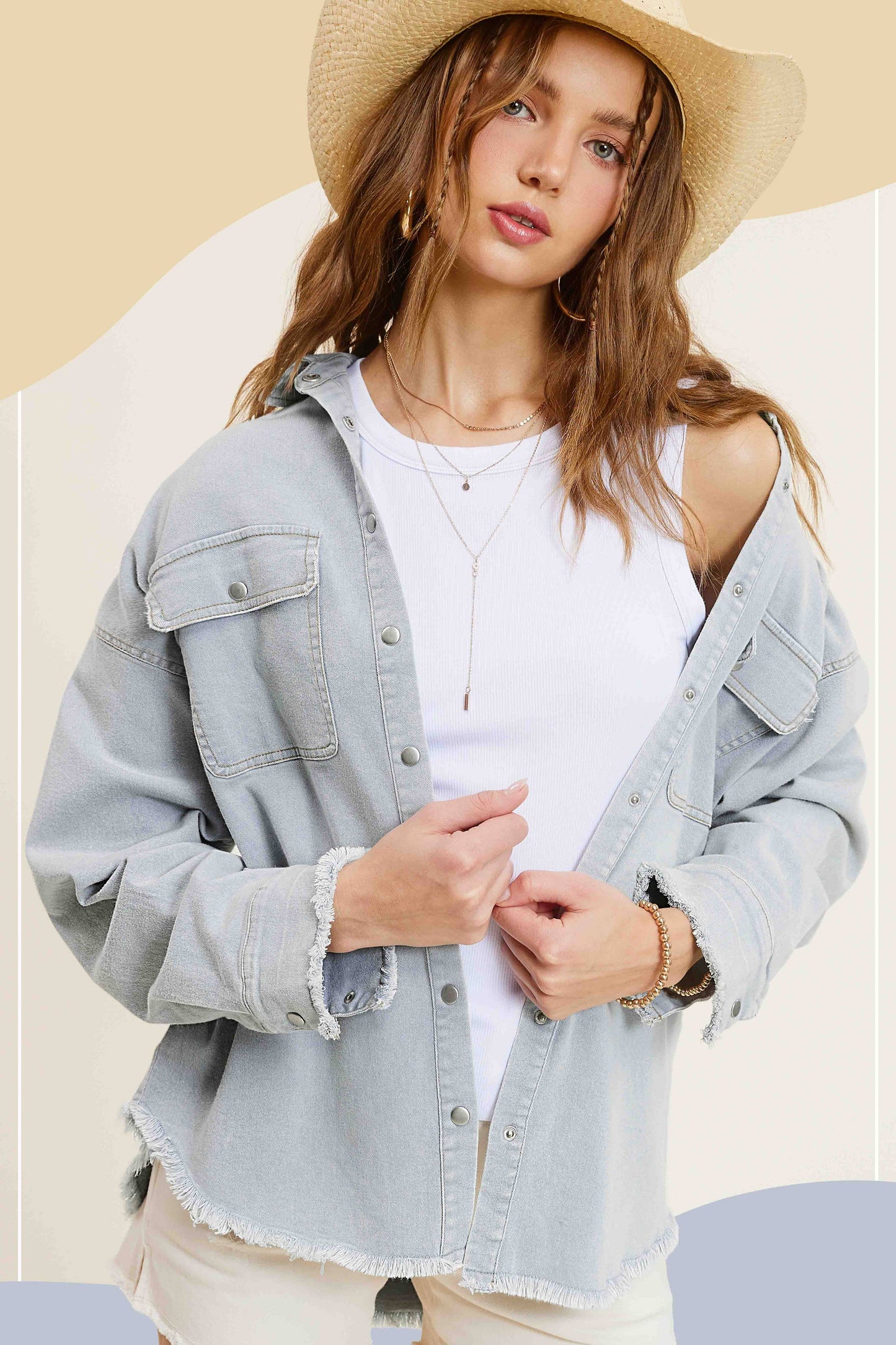 Button Down Denim with Chest Pockets