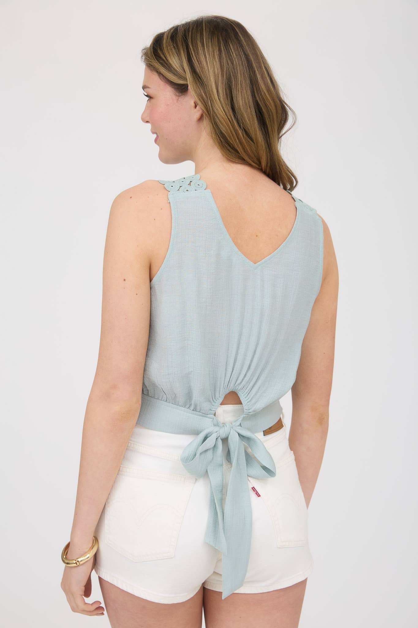 Dusty Sage Tie Back Top