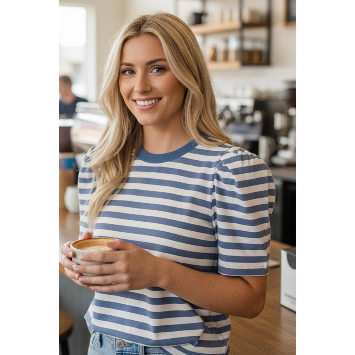 Staccato Half Sleeve Striped Top