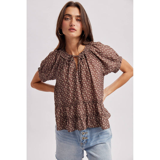 Wishlist Tie Neck Floral Blouse