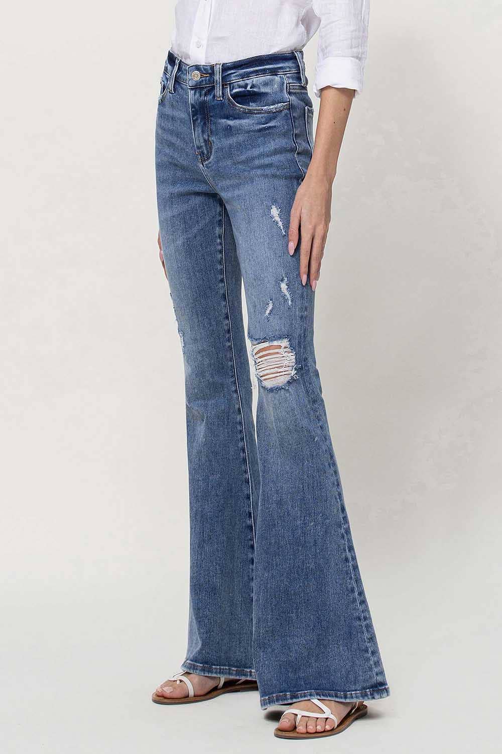 VERVET HIGH RISE LONG FLARE JEANS
