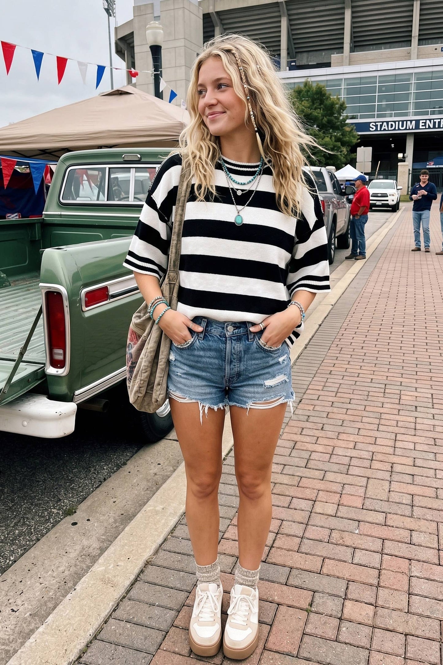 Sewn and Seen - Gameday Stripe Knit Oversized Top