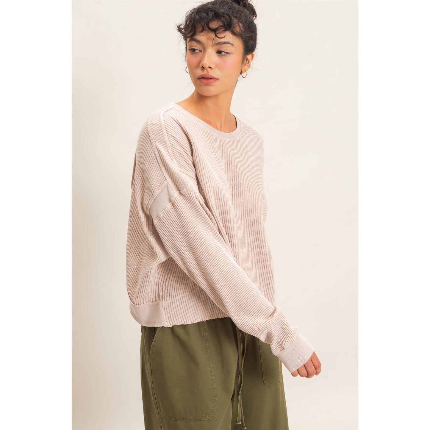 Double Zero - Mineral Wash Waffle Open Back Top
