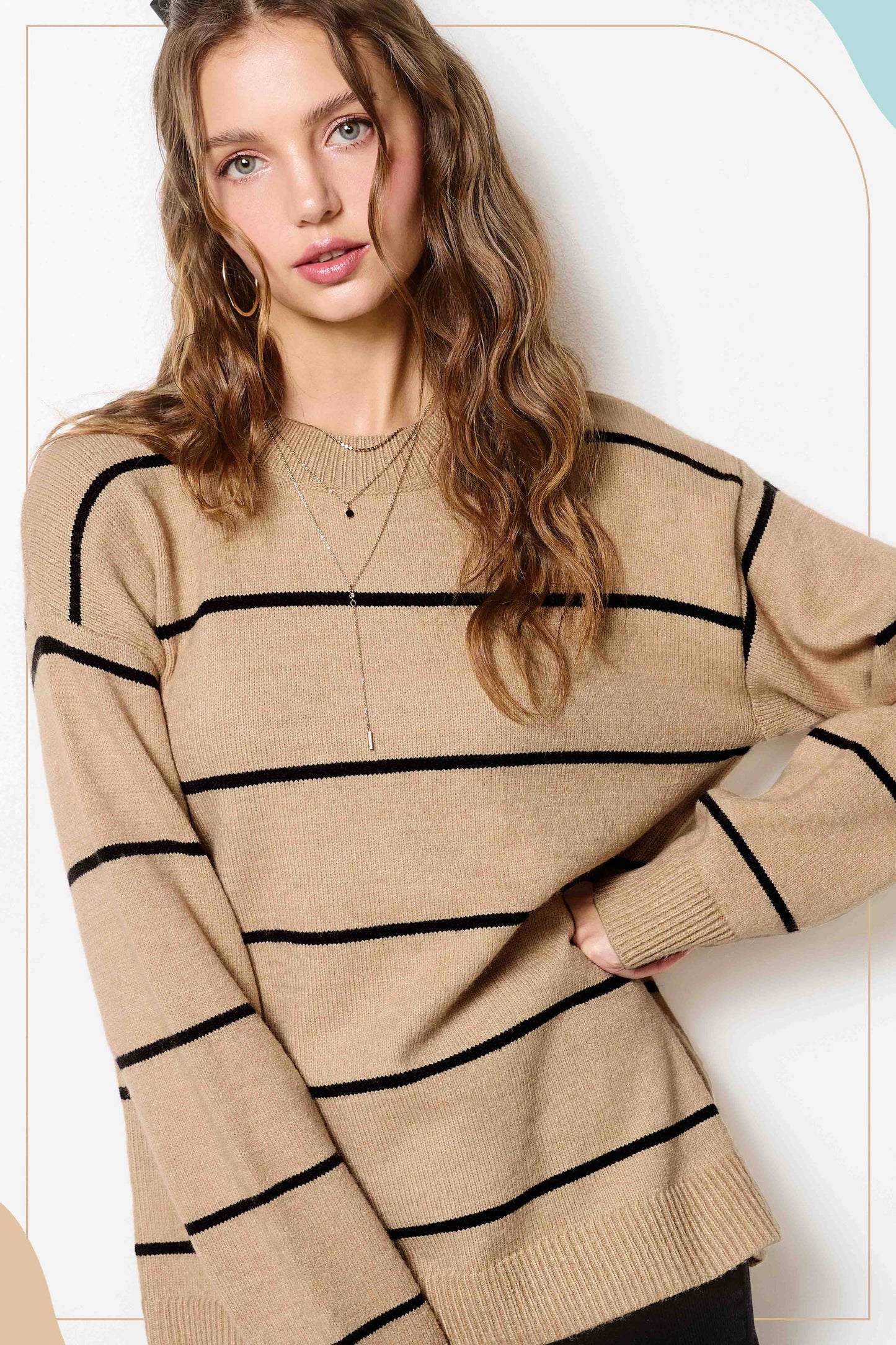 Loose Fit Stripe Crewneck Sweater