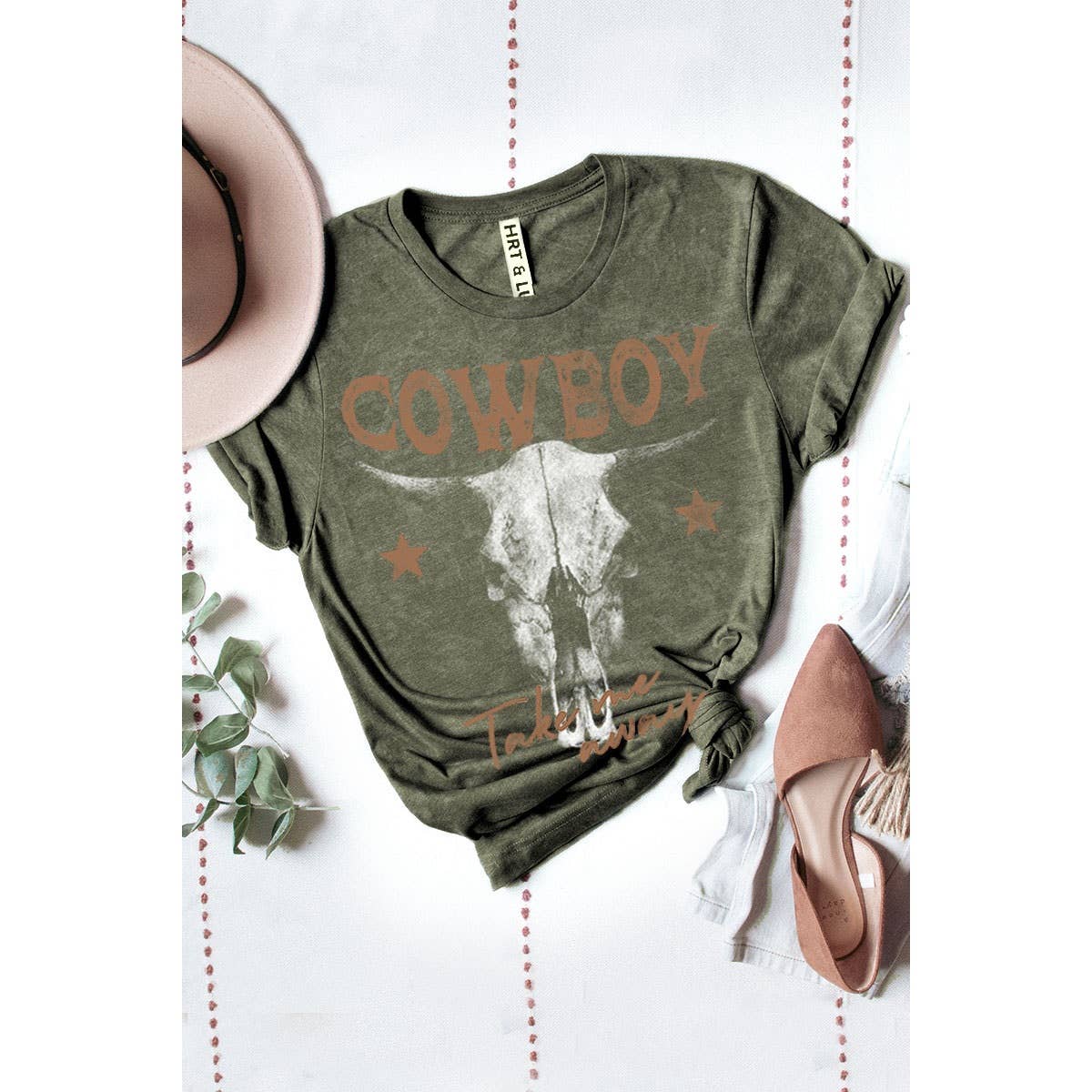 HRTandLUV - COWBOY TAKE ME AWAY MINERAL GRAPHIC TEE