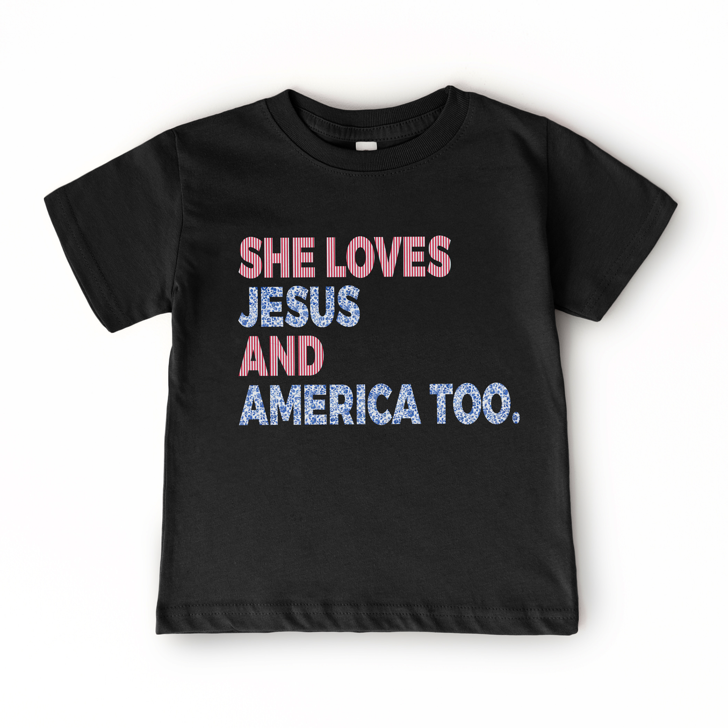 Holland Ave Clothing - Kids 4th of July Tee | Loves Jesus and America Too