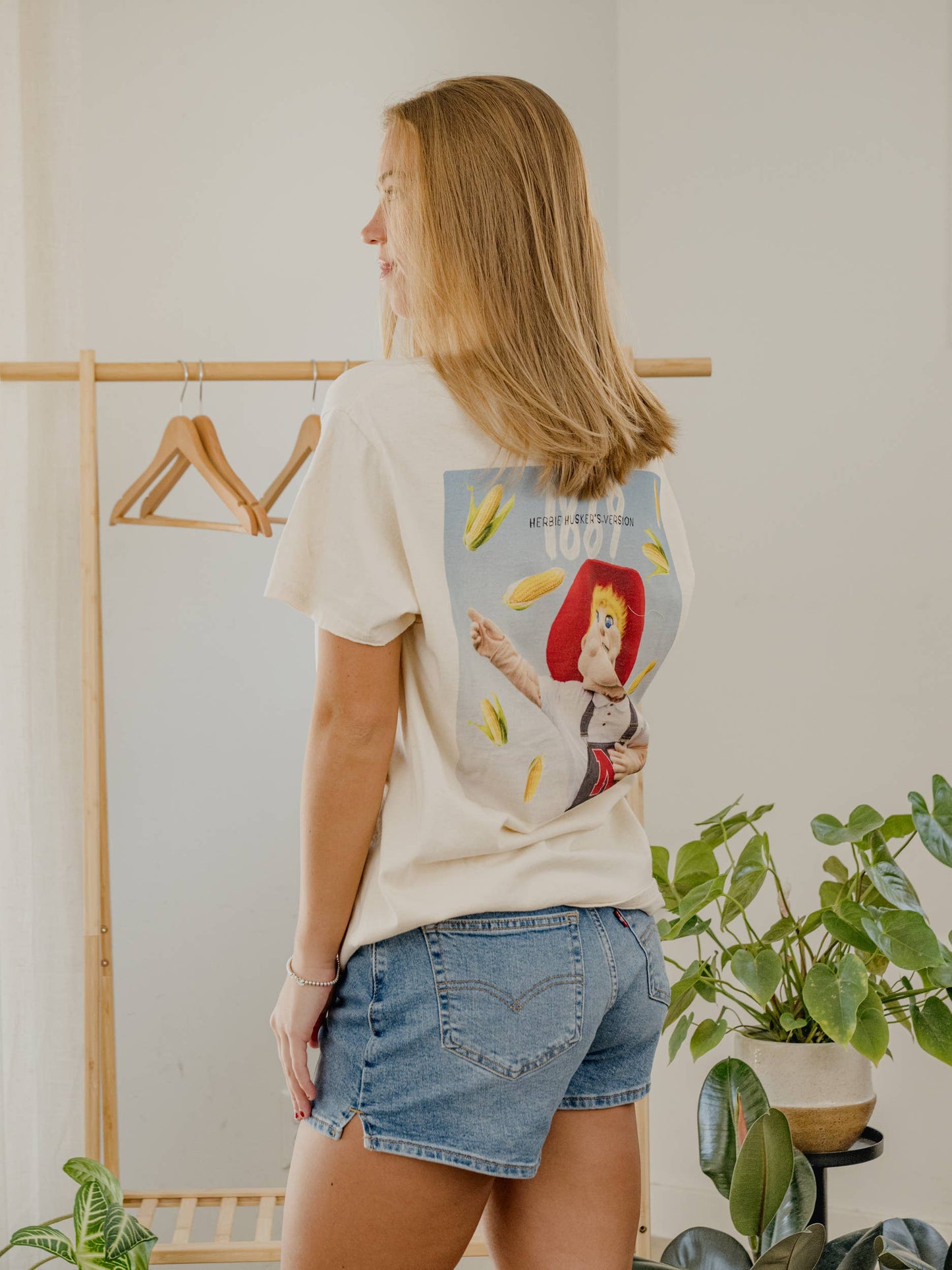 LivyLu - Nebraska Huskers Herbie's Version Off White Thrifted Tee
