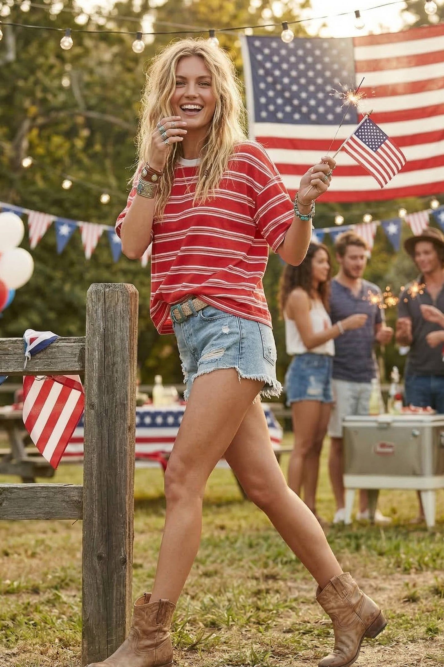 Sewn and Seen Americana Striped Oversized Tee