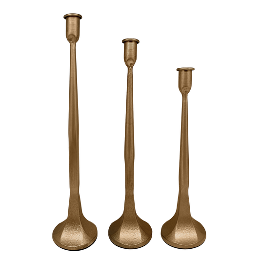 Gold Cast Iron Candle Holders-3