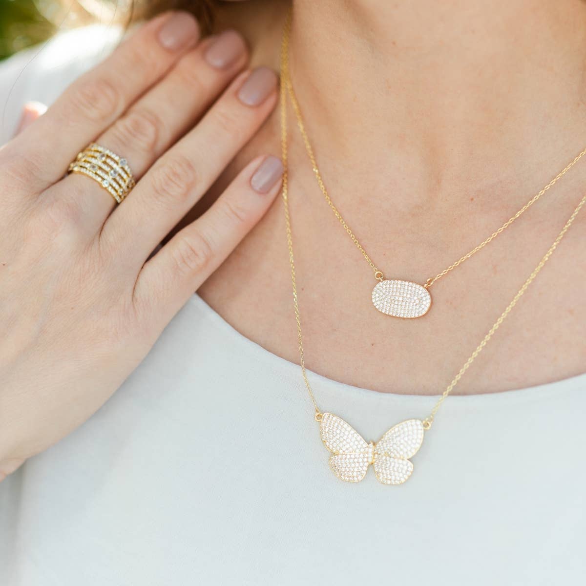 Splendid Iris  Oval Pendant Necklace