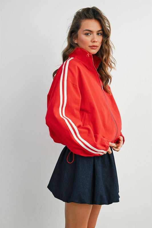 BUTTERMELON - Striped Zip-Up Athletic Jacket