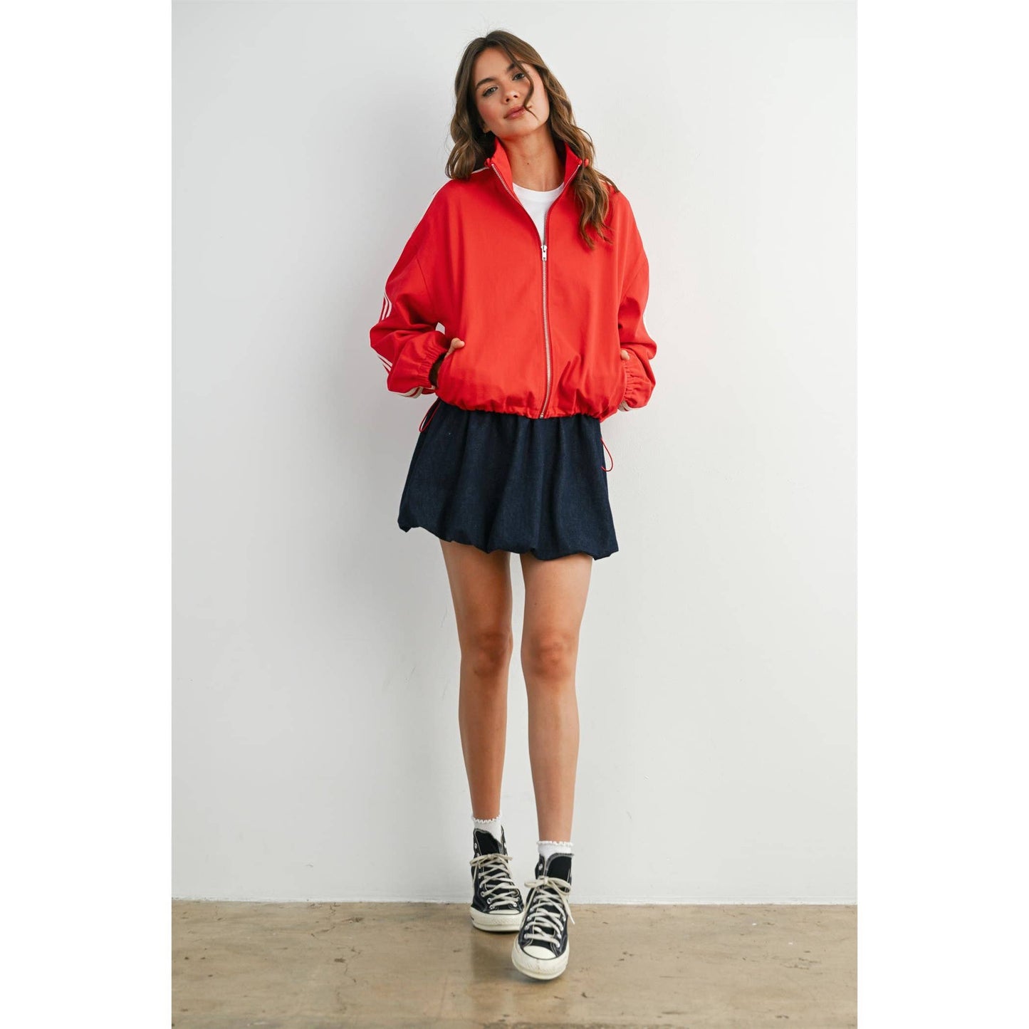 BUTTERMELON - Striped Zip-Up Athletic Jacket