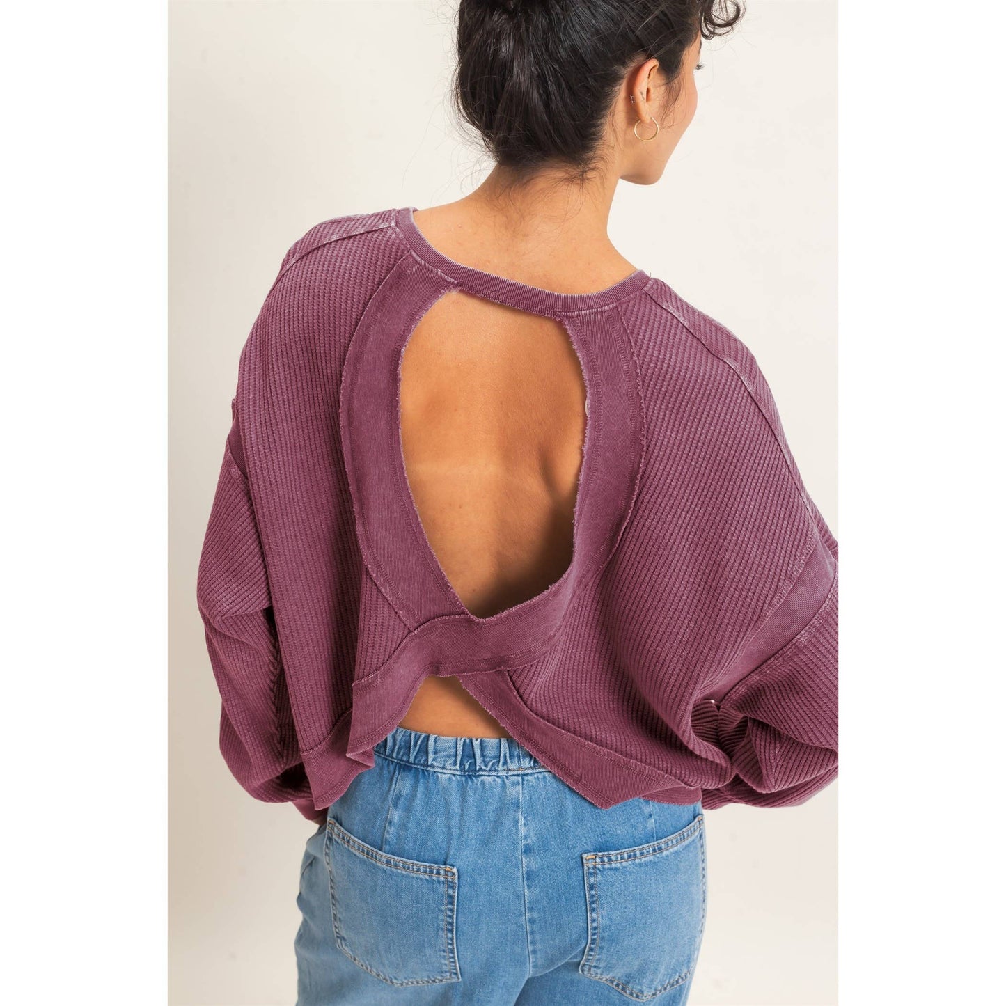 Double Zero - Mineral Wash Waffle Open Back Top