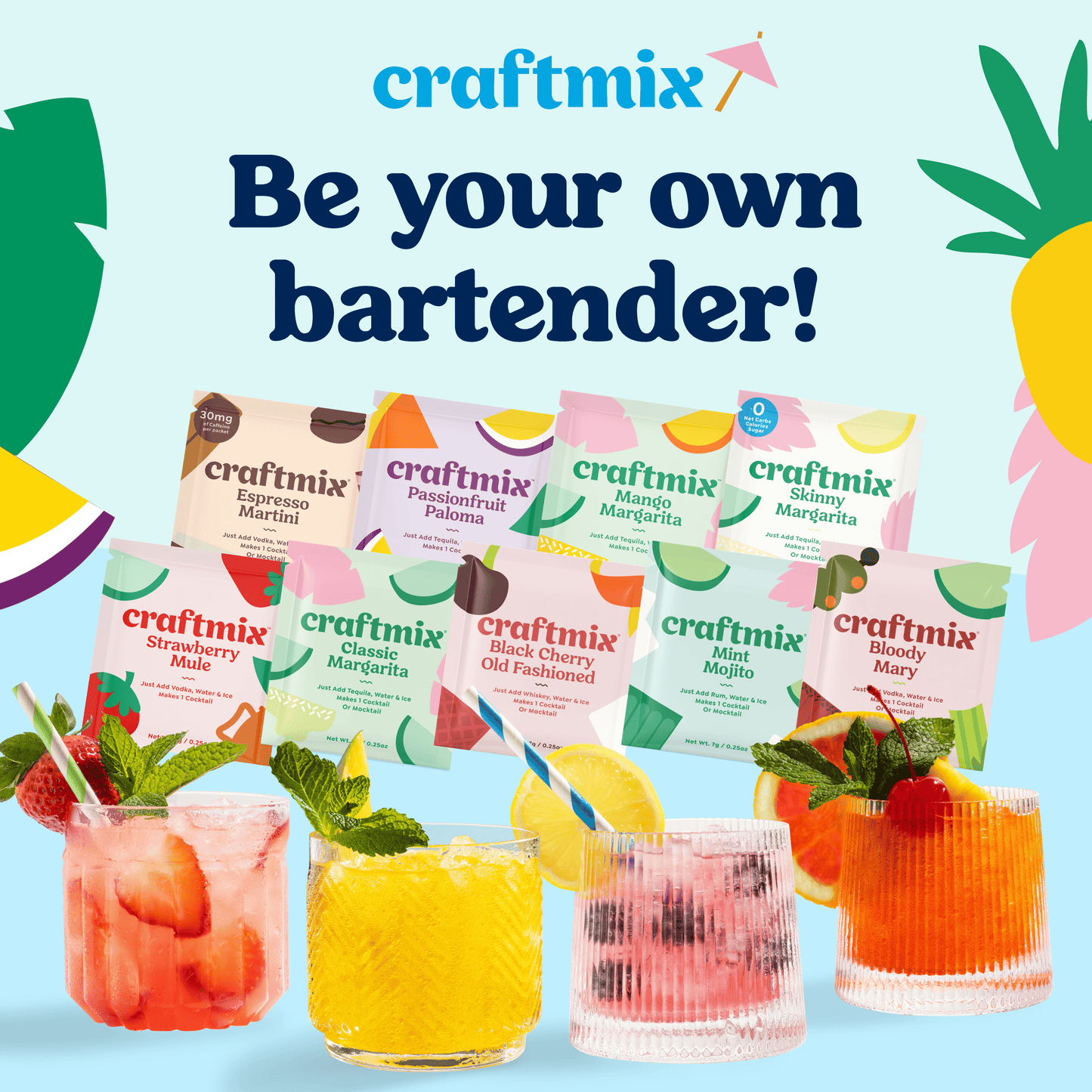 Craftmix - Passionfruit Paloma Cocktail / Mocktail Mixer - 24ct Caddy