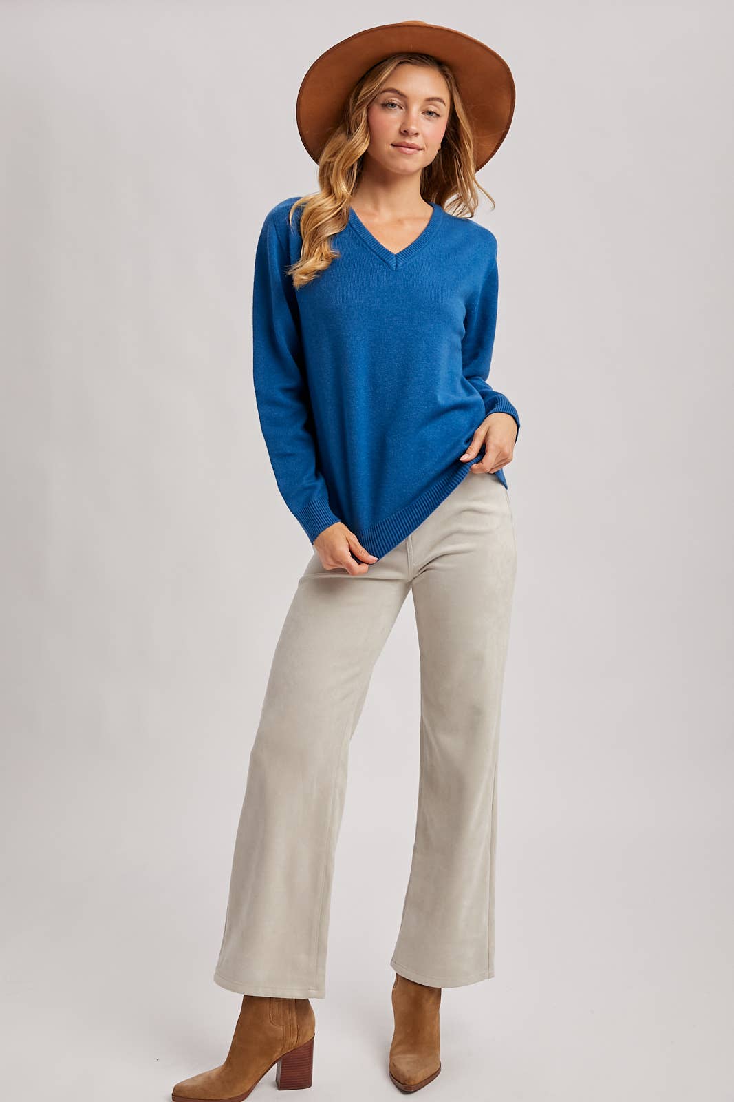 Blu Ivy V-Neck Knit Sweater