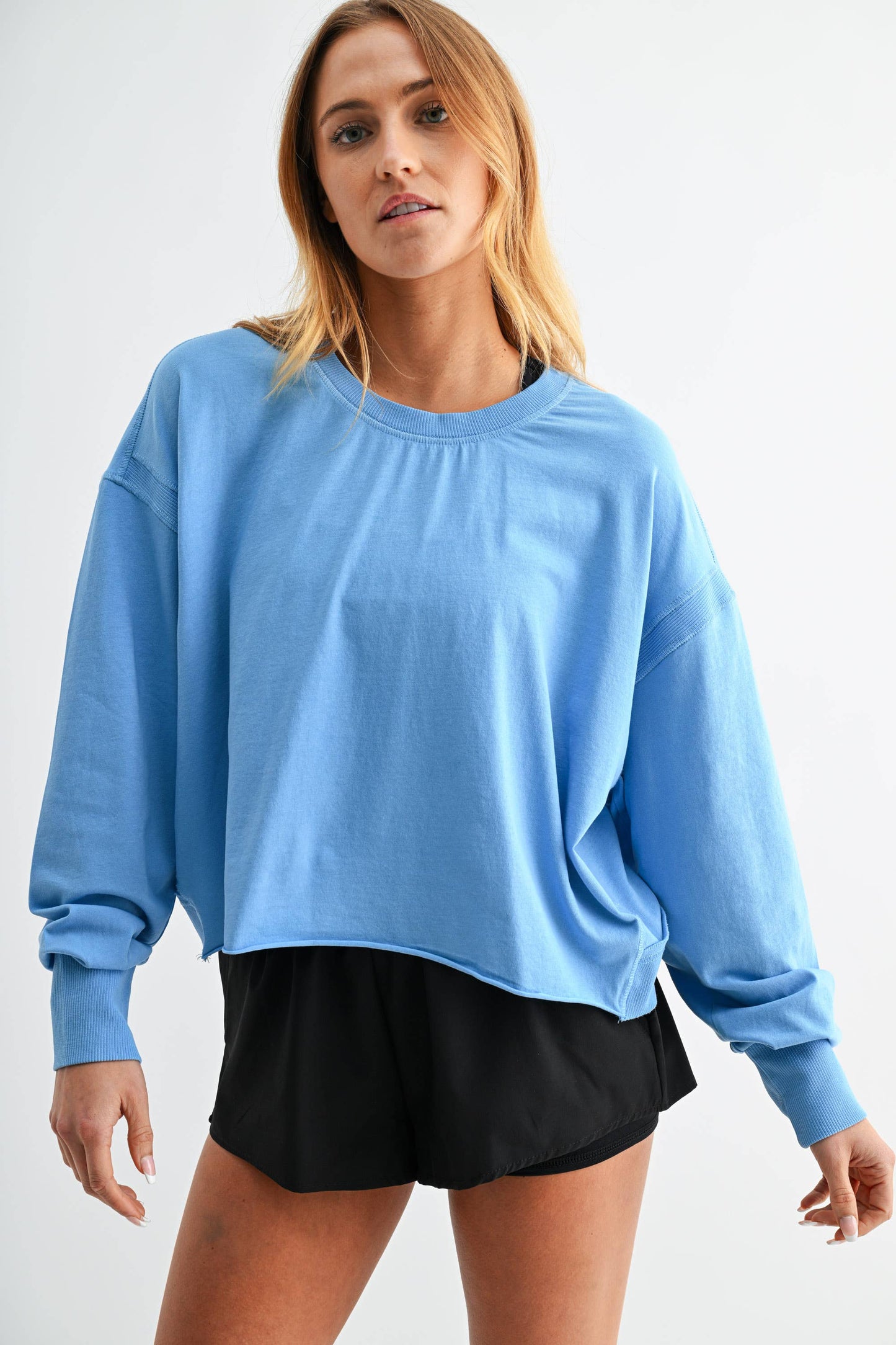 Mono B - Crescent Pima Cotton Open Back Long Sleeve Tee