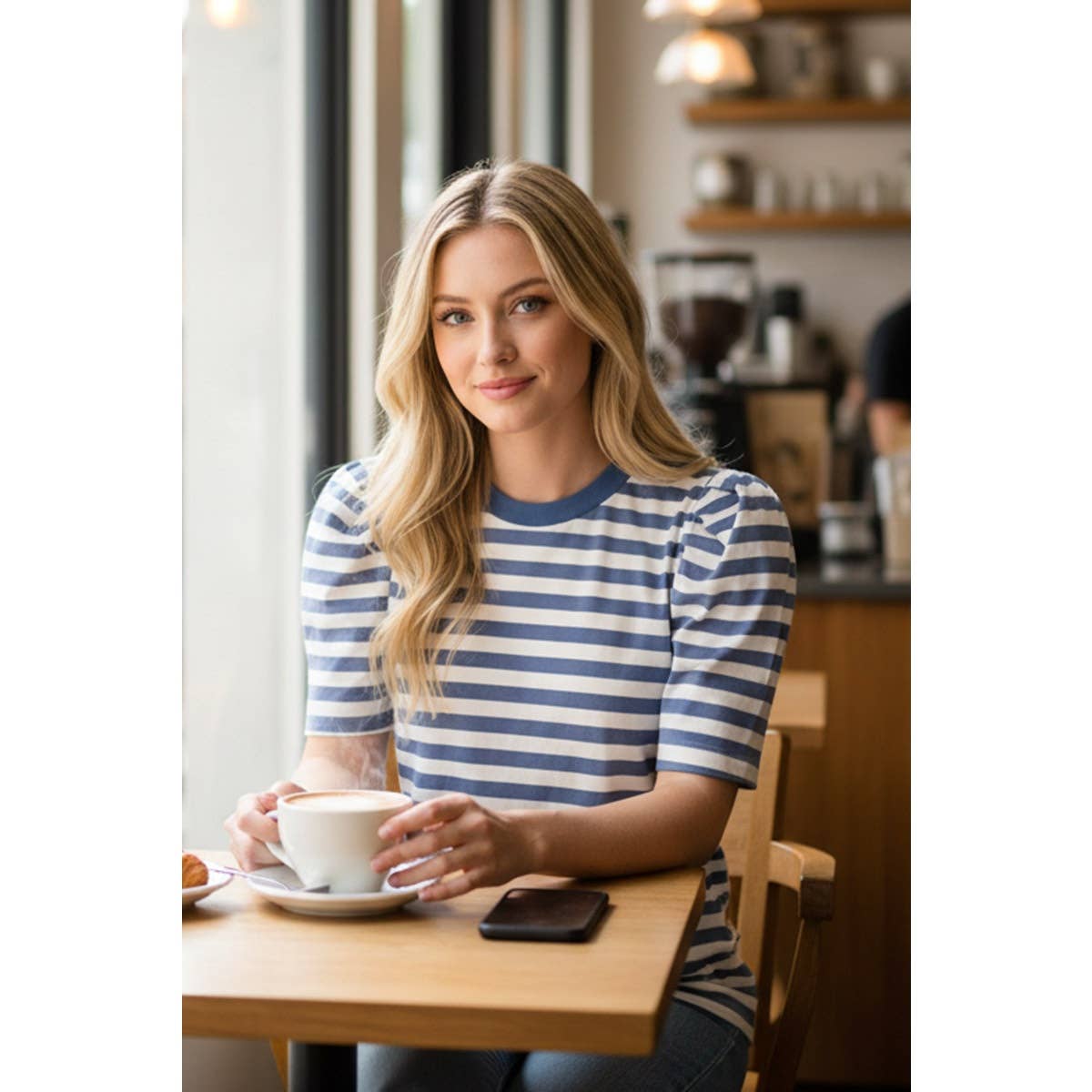 Staccato Half Sleeve Striped Top