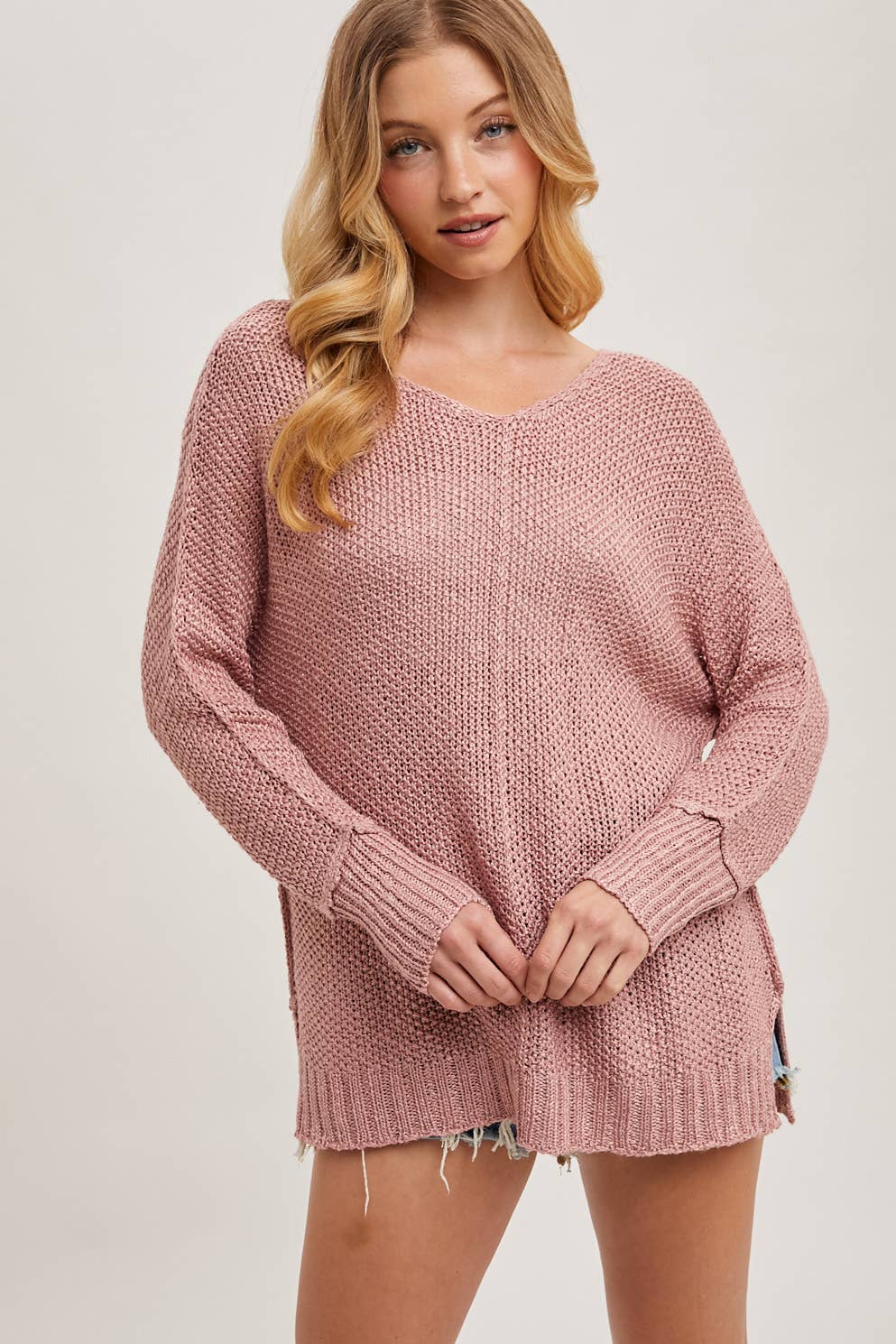 Rose Reverse Seam Lose Fit Sweater