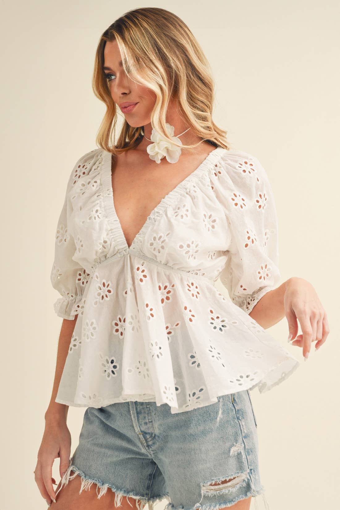 Eyelet Embroidered Top