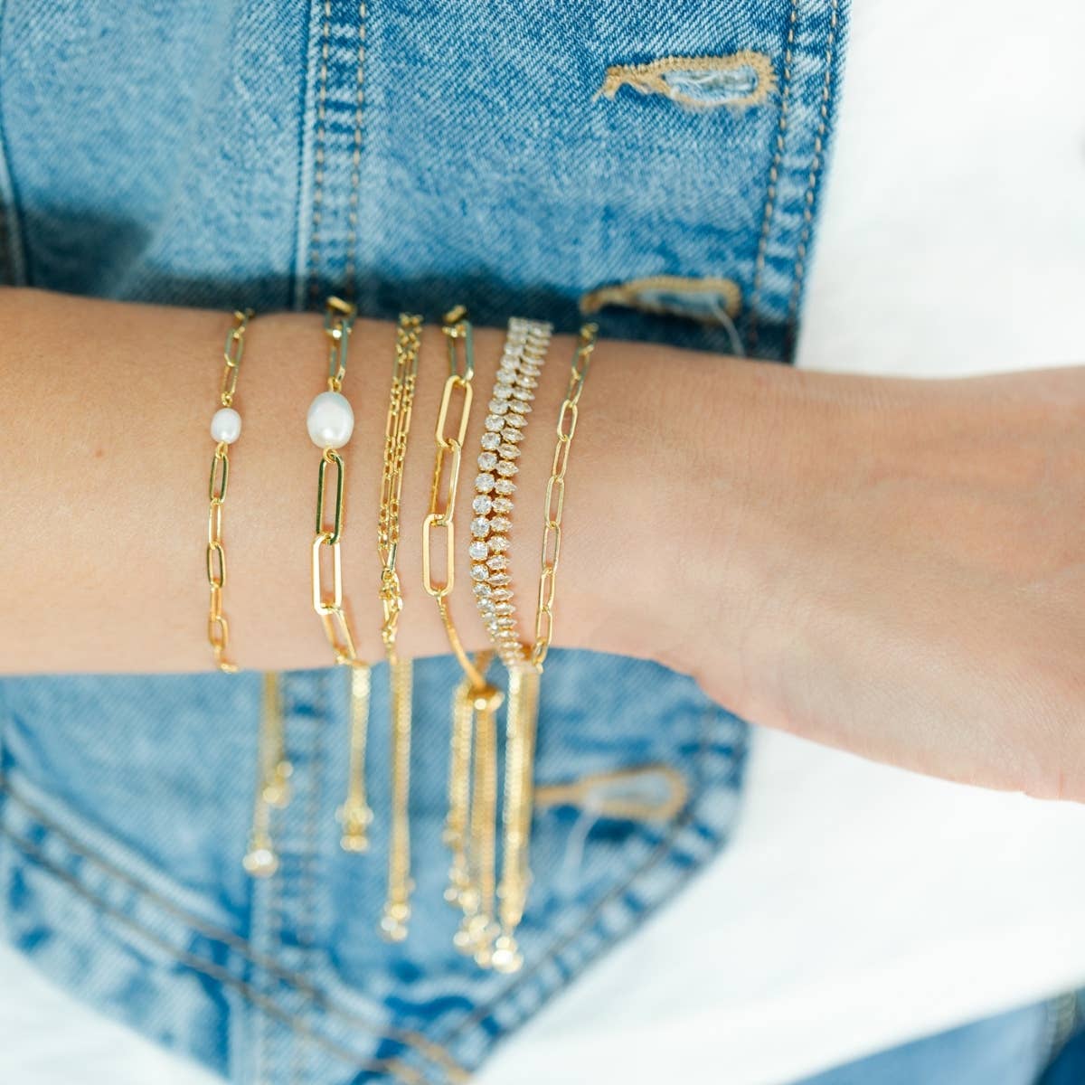 Splendid Iris Link Chain Pulley Bracelet