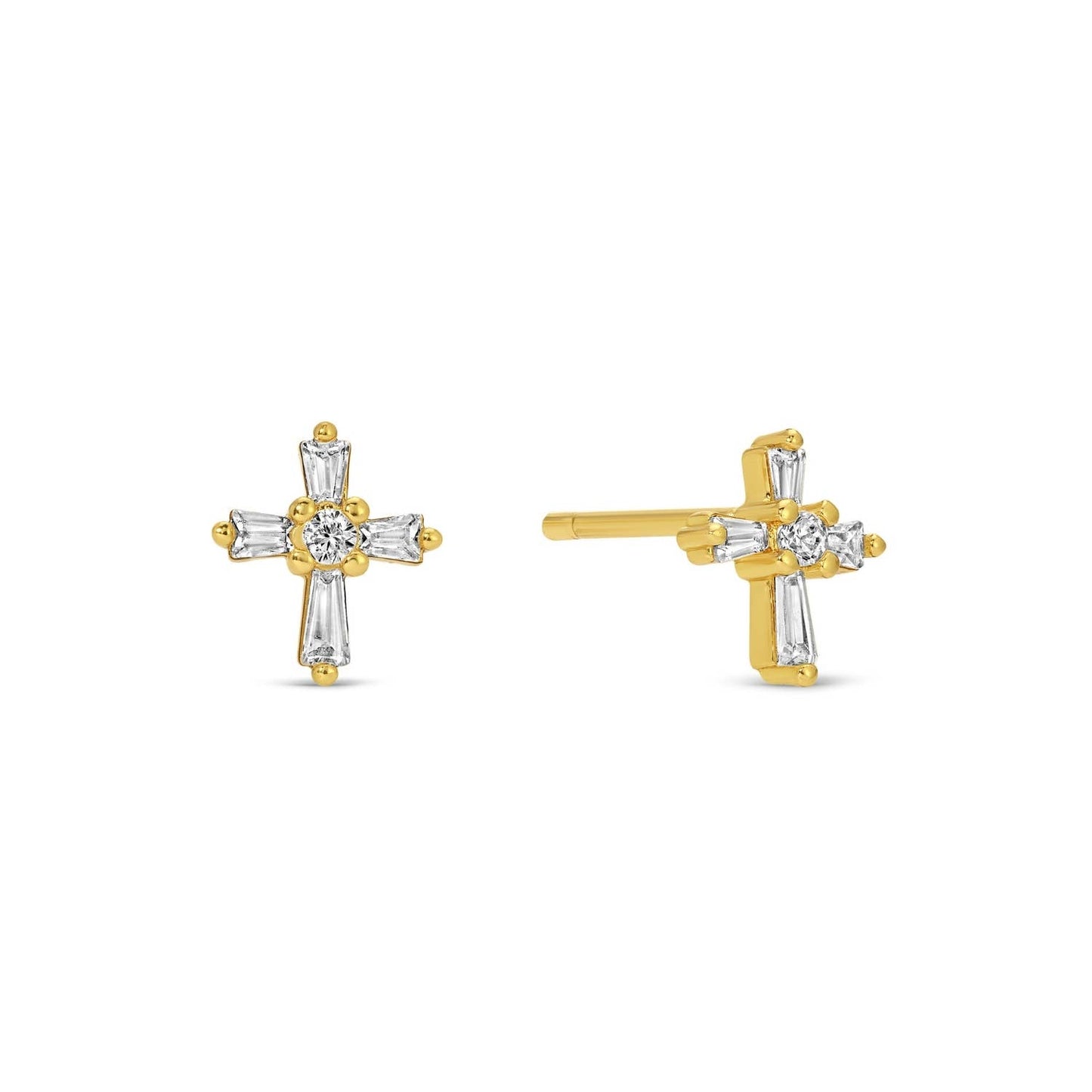 Splendid Iris - Baguette Cross Studs