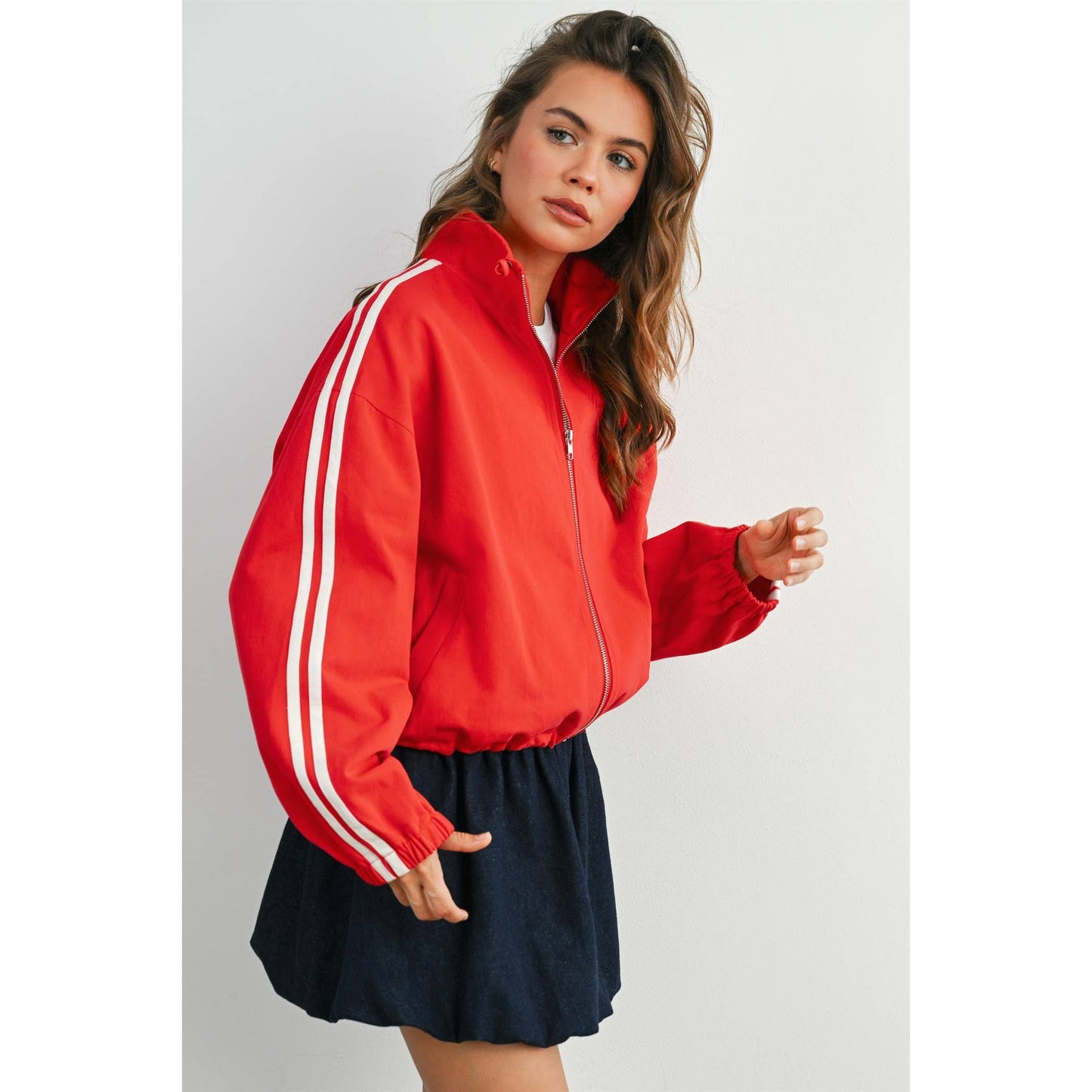 BUTTERMELON - Striped Zip-Up Athletic Jacket