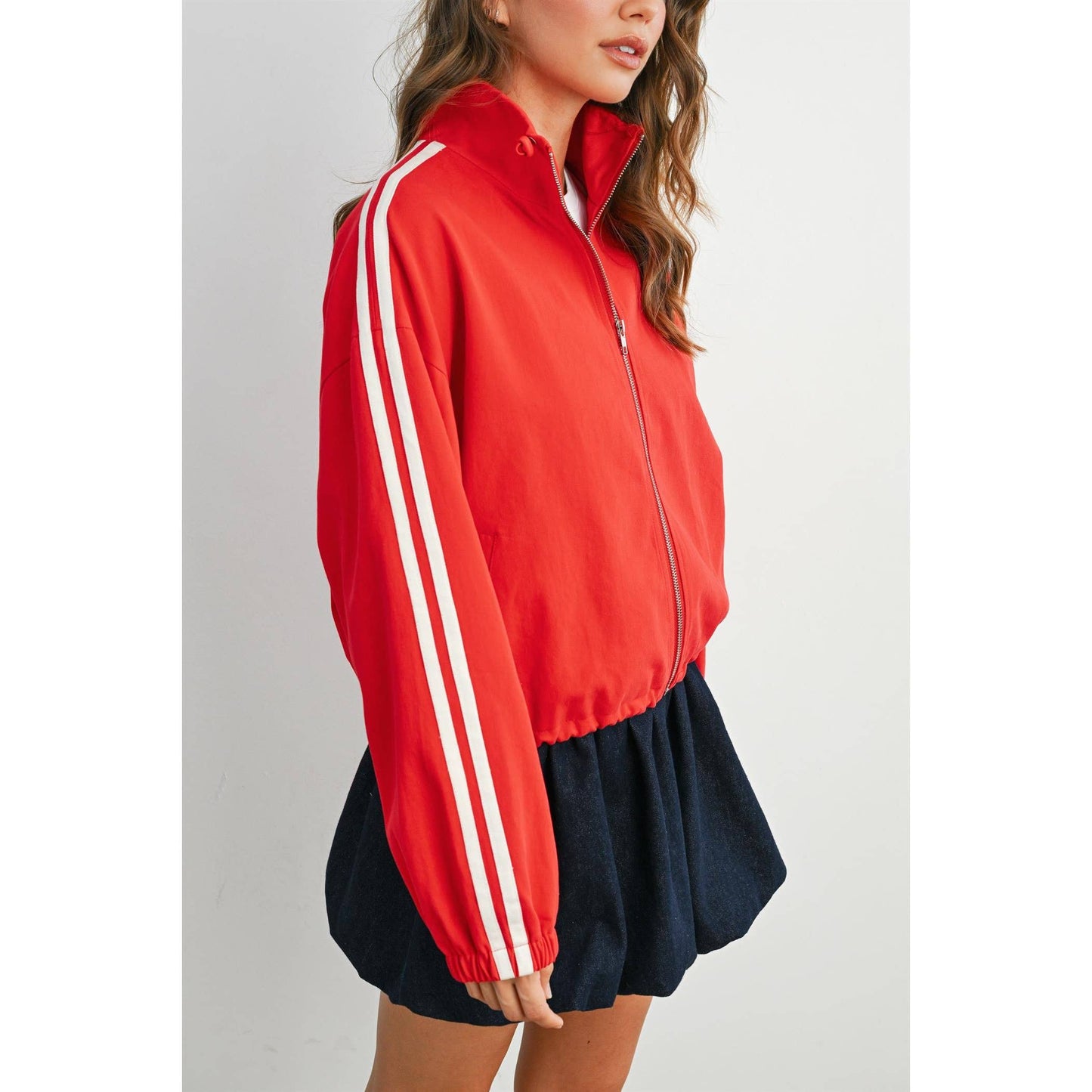BUTTERMELON - Striped Zip-Up Athletic Jacket
