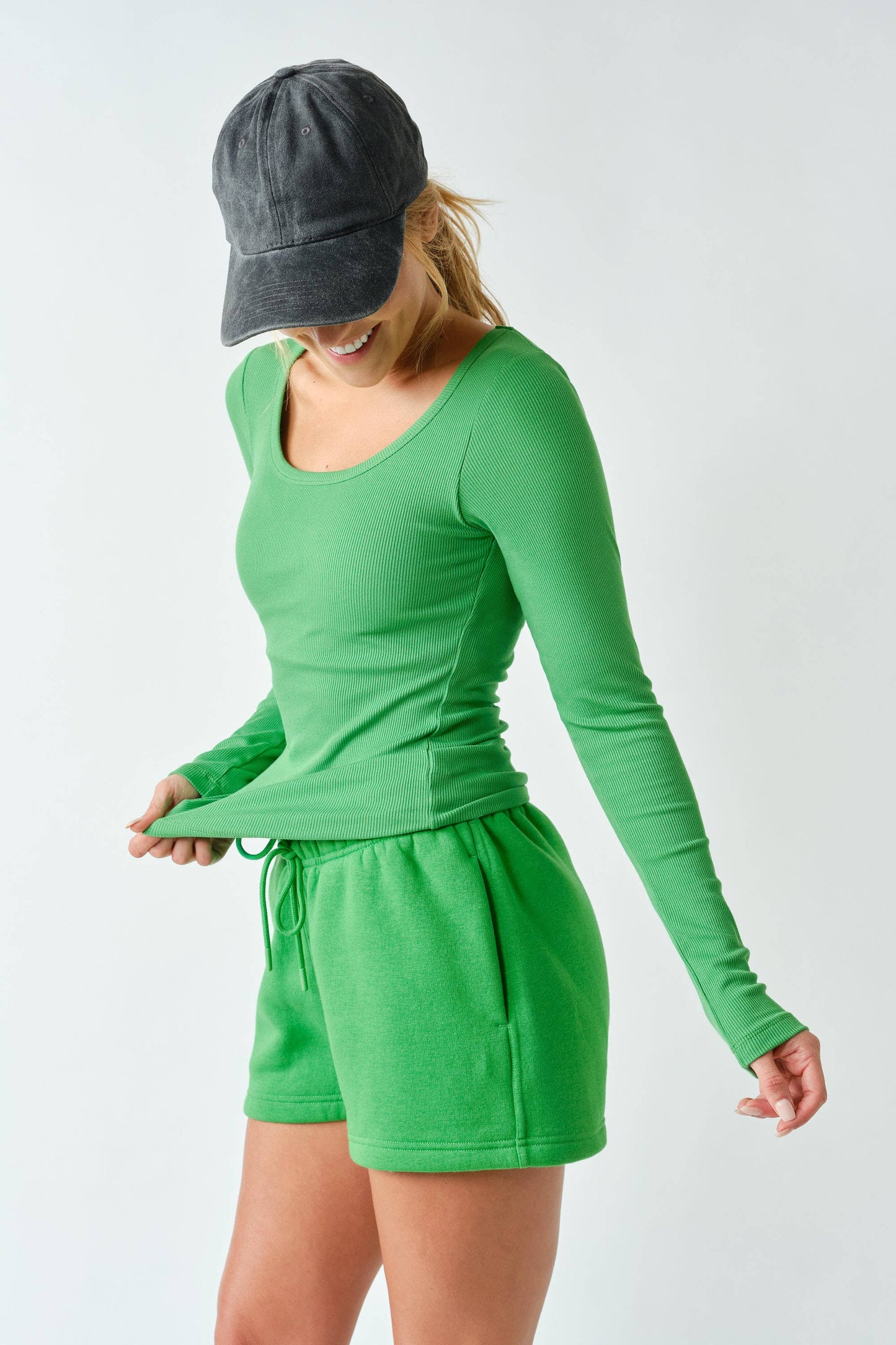 Mono B - CoreClassic Micro-Ribbed Built-In Bra Long Sleeve Top