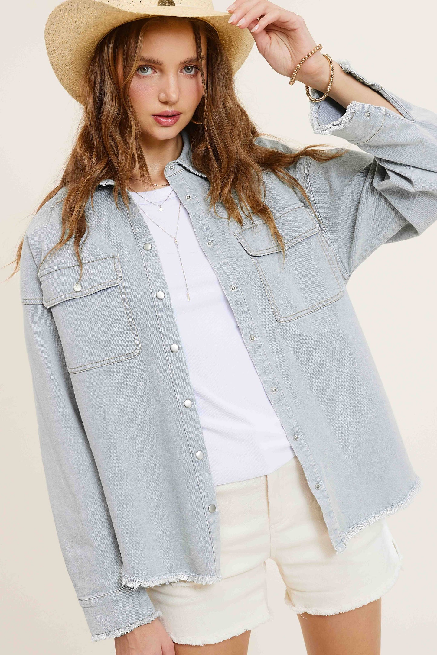 Button Down Denim with Chest Pockets