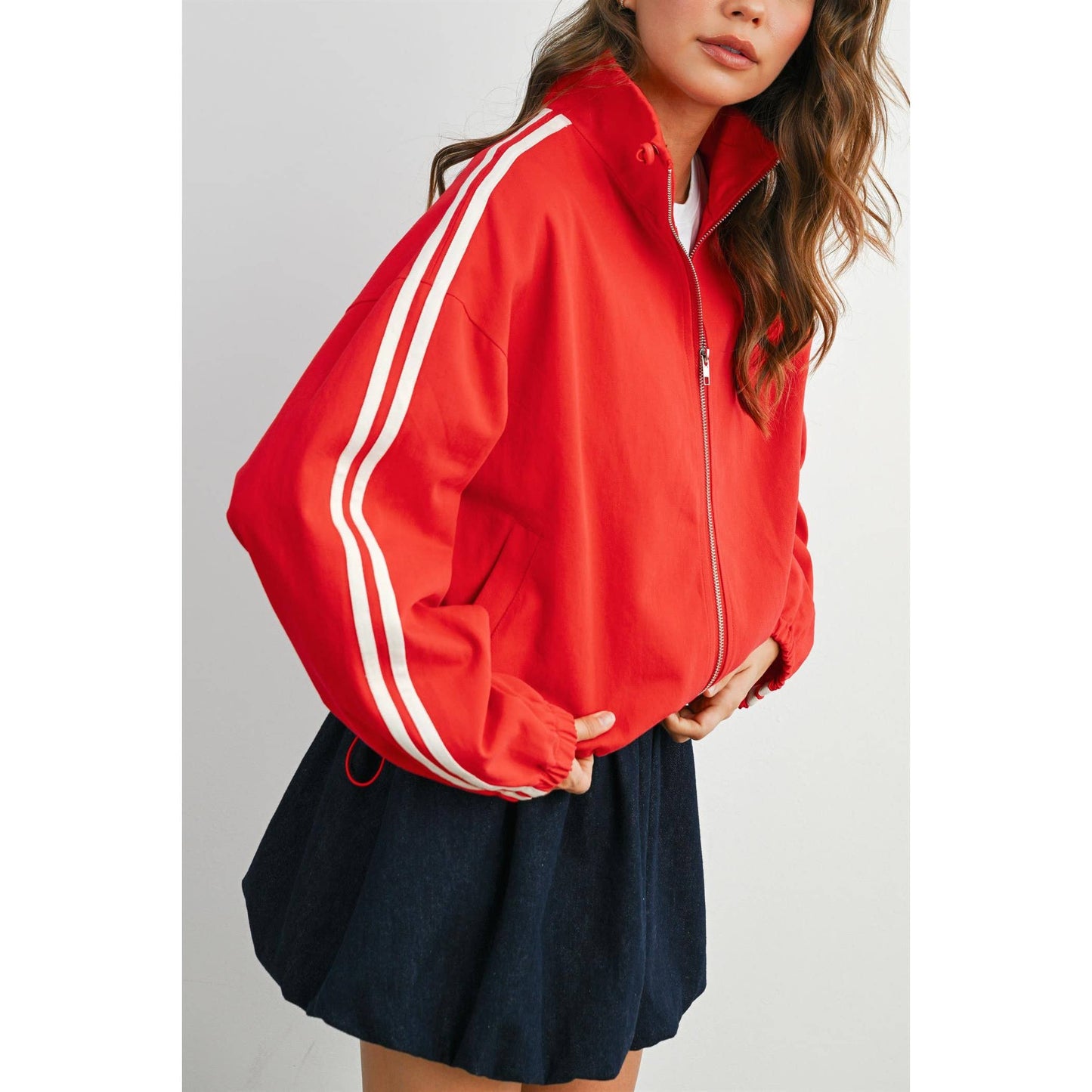 BUTTERMELON - Striped Zip-Up Athletic Jacket