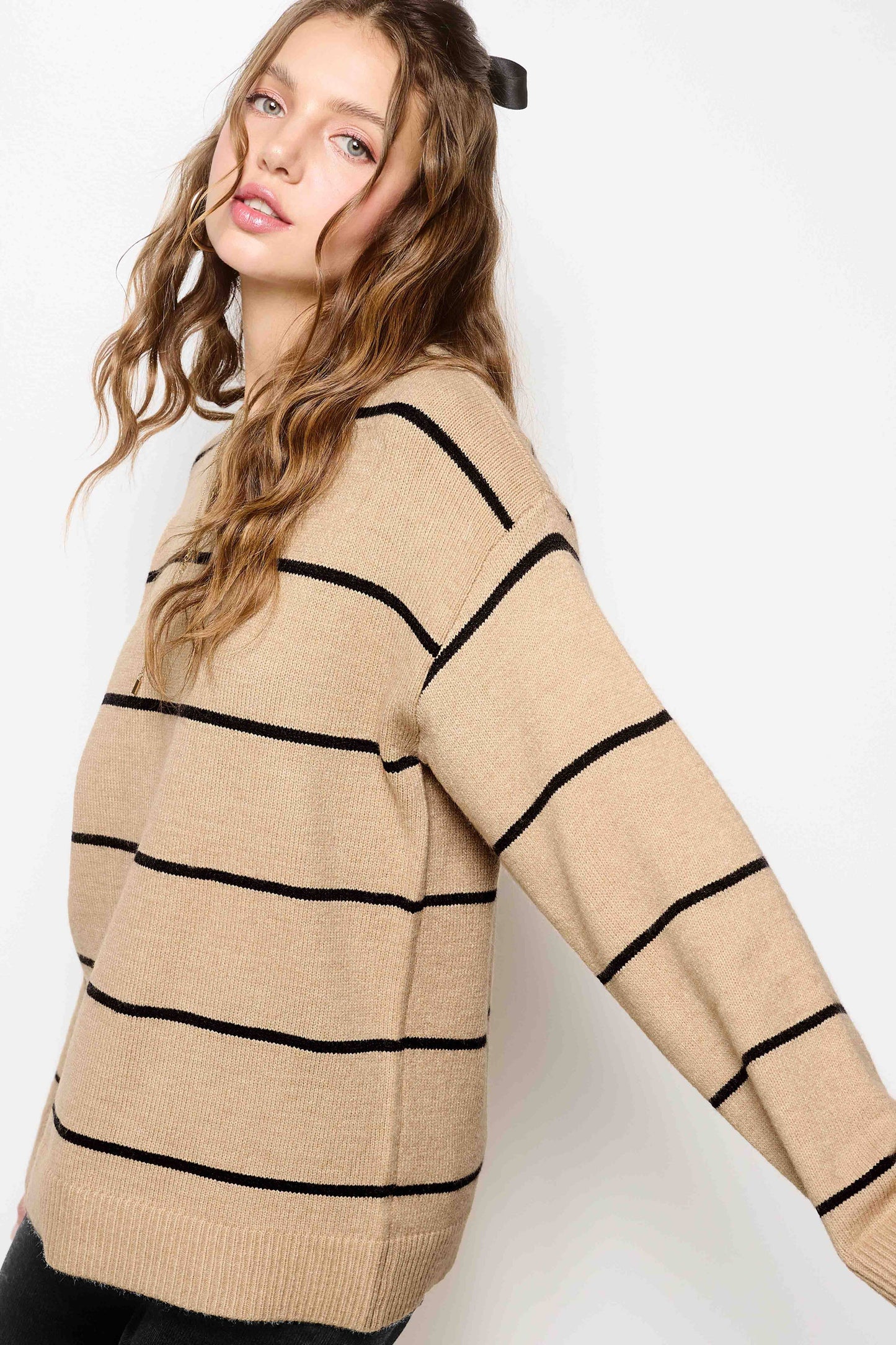 Loose Fit Stripe Crewneck Sweater