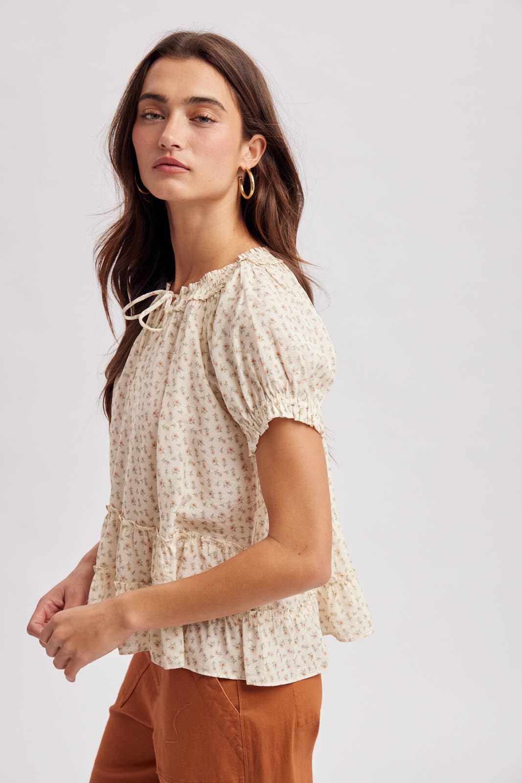 Wishlist Tie Neck Floral Blouse