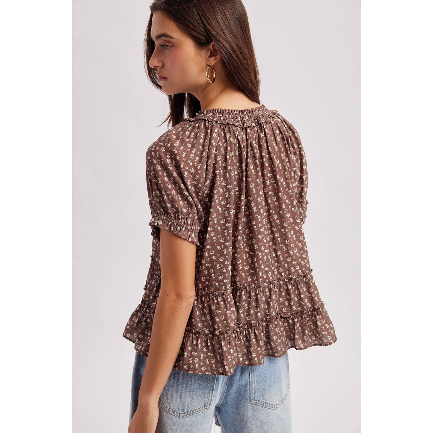 Wishlist Tie Neck Floral Blouse